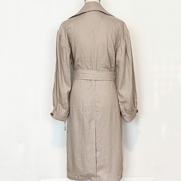 Avec Les Filles 100% Linen Belted Trench Coat Taupe Small NWOT - Picture 8 of 13